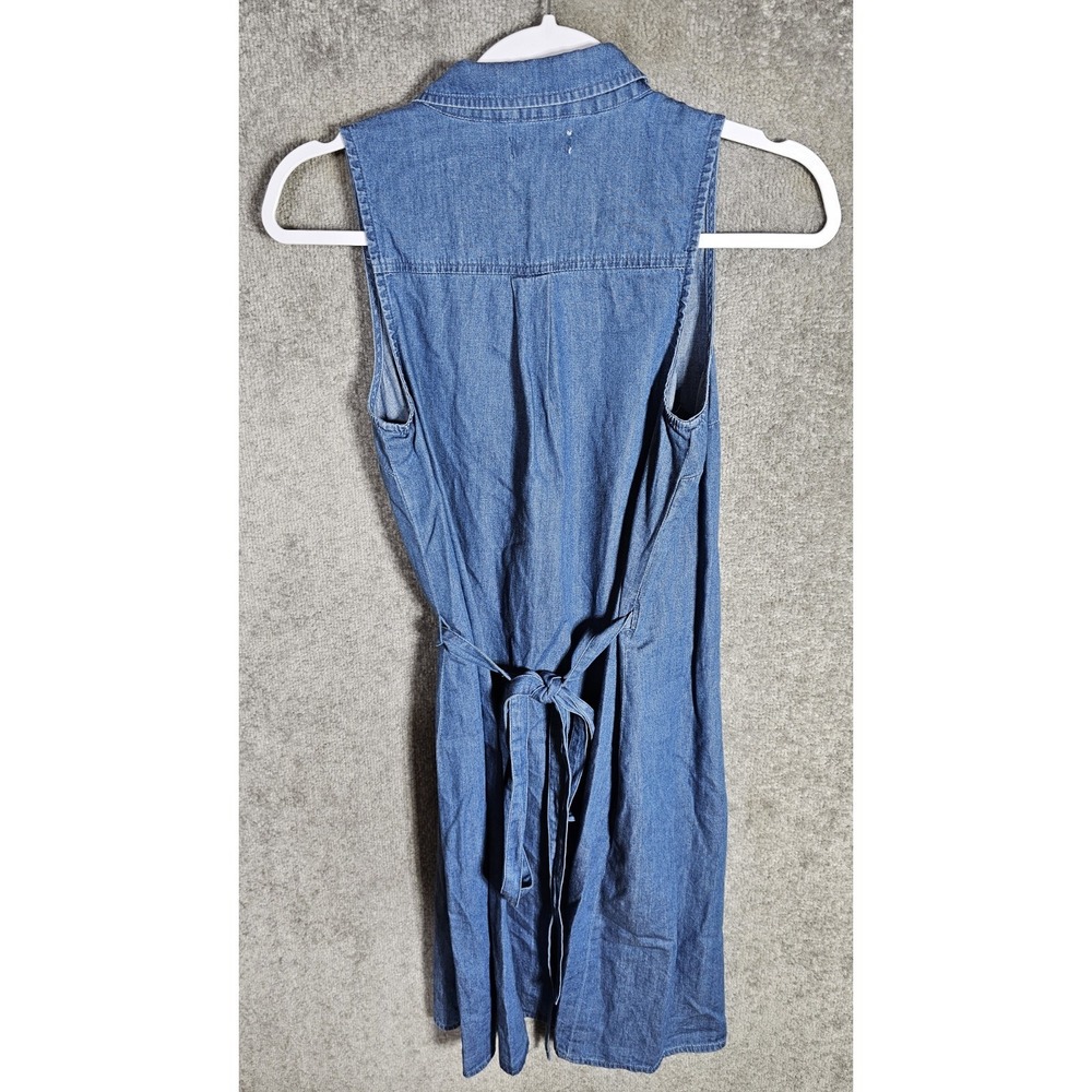 Old Navy Wrap Tank Dress Womens Sz XS Blue Chambray Denim Medium Wash Sleeveless - Picture 2 of 8